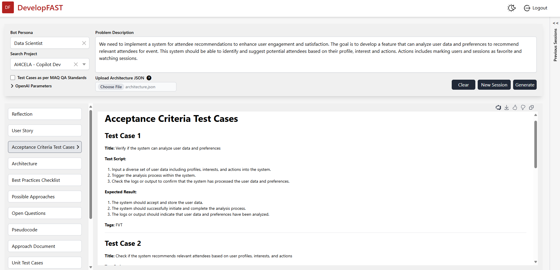 Figure 3: Acceptance Criteria Test Cases