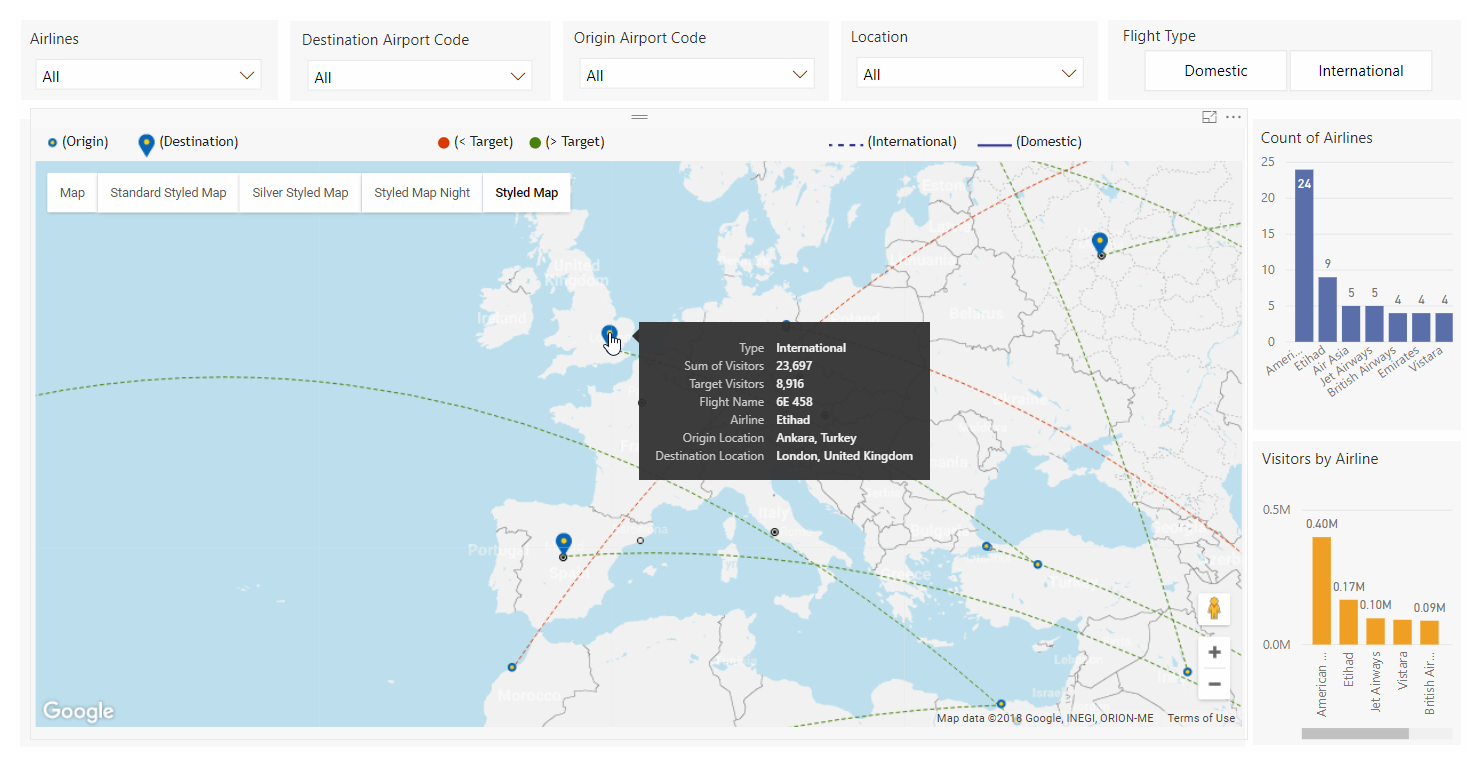 Figure 1: Route map and tooltip with KPI data
